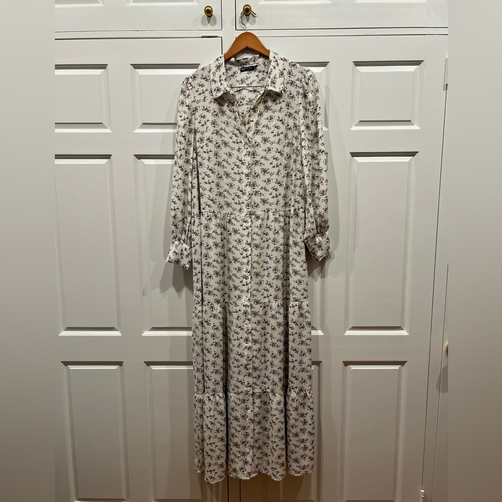 Long sleeve maxi button down dress.
